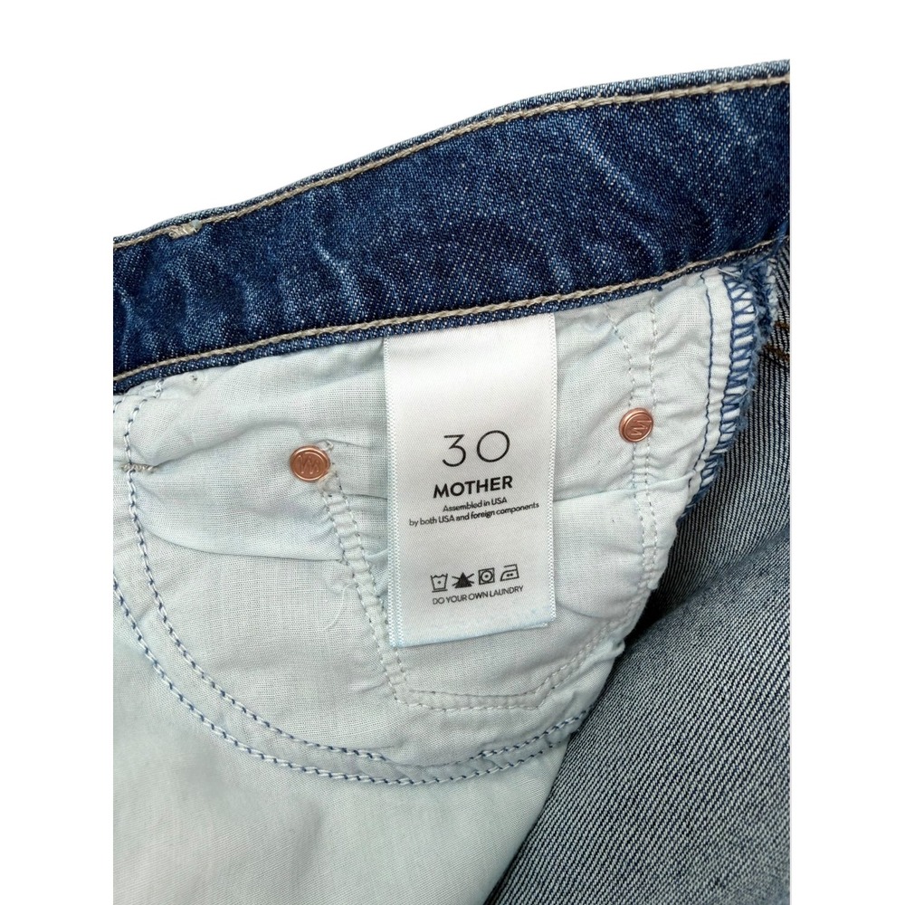 MOTHER High Rise Wide Leg Jeans in Classic Blue Denim - Picture 10 of 14